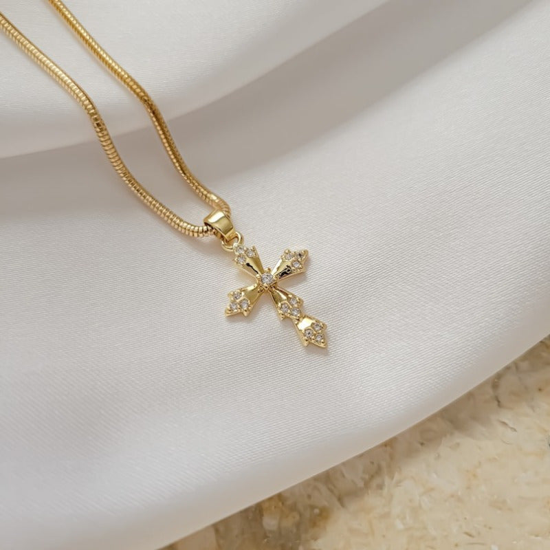 Creative Golden Cross Necklace, Classic Cross Pendant Jewelry, Men And Women Cross Necklace, Great Christmas Halloween Thanksgiving Day Gift, New Year's Gift, Valentine's Day Gift