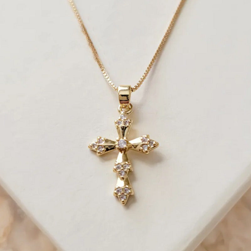 Creative Golden Cross Necklace, Classic Cross Pendant Jewelry, Men And Women Cross Necklace, Great Christmas Halloween Thanksgiving Day Gift, New Year's Gift, Valentine's Day Gift