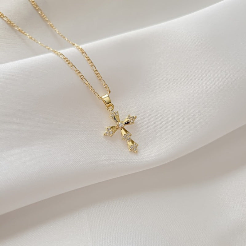 Creative Golden Cross Necklace, Classic Cross Pendant Jewelry, Men And Women Cross Necklace, Great Christmas Halloween Thanksgiving Day Gift, New Year's Gift, Valentine's Day Gift