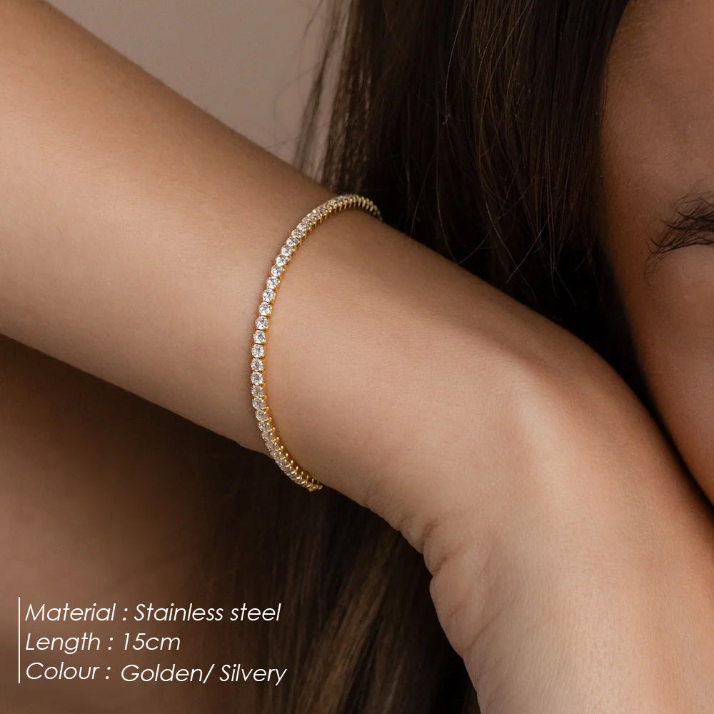 Women's Zircon Stainless Steel Rhinestone Bracelet