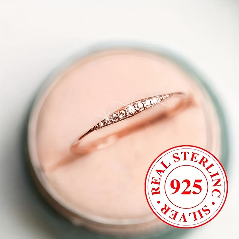 1g 925 Sterling Silvery Simple Synthetic Zirconia Ring Bridal Engagement Party Elegant Jewelry