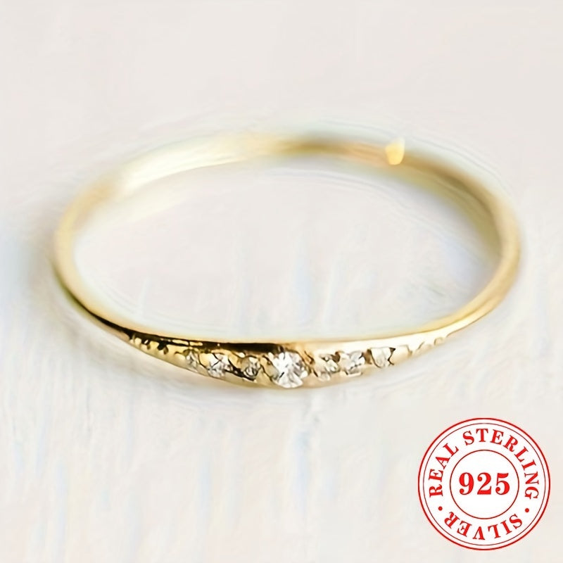 1g 925 Sterling Silvery Simple Synthetic Zirconia Ring Bridal Engagement Party Elegant Jewelry