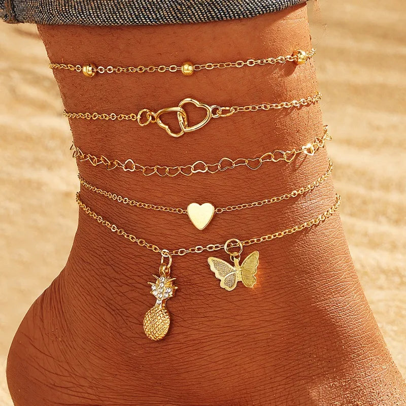 Anklets for Women, 18K Gold Palted Anklet Bracelets for Womens Girls, Dainty Foot Jewelry Women's Ankelts Beach Gifts for Her