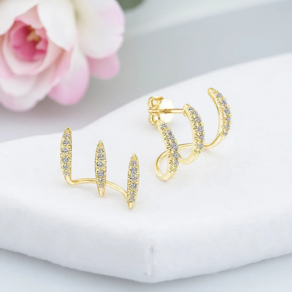 Silver Crystal Claw Stud Earrings