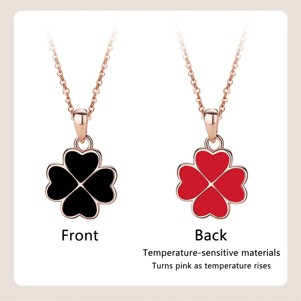 Elegant and Exquisite Clover Pendant Necklace, High-Quality Jewelry, Suitable for Women and Couples, Necklace that Changes Color