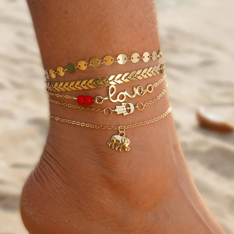 Anklets for Women, 18K Gold Palted Anklet Bracelets for Womens Girls, Dainty Foot Jewelry Women's Ankelts Beach Gifts for Her