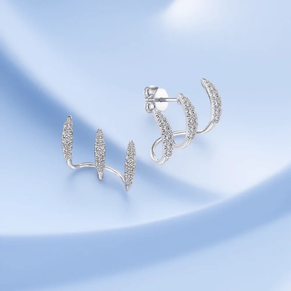 Silver Crystal Claw Stud Earrings