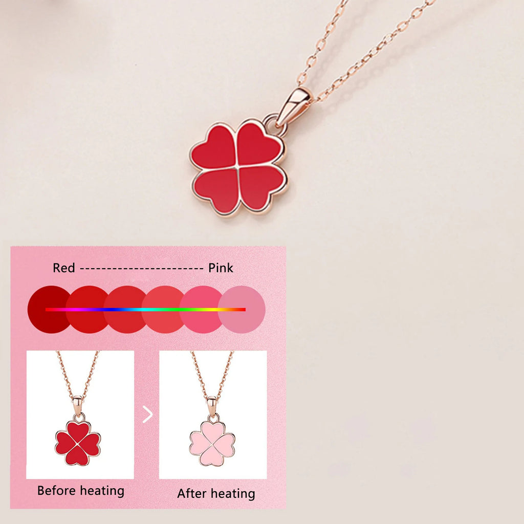 Elegant and Exquisite Clover Pendant Necklace, High-Quality Jewelry, Suitable for Women and Couples, Necklace that Changes Color