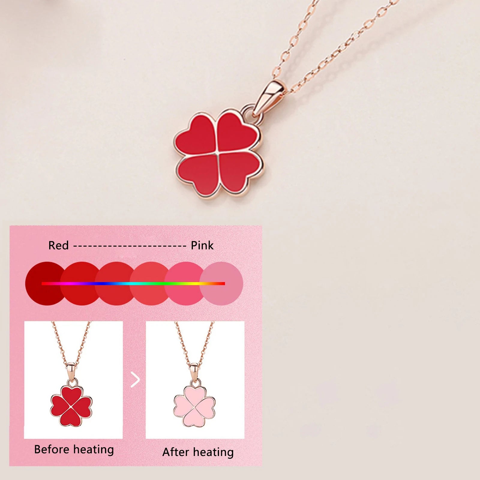 Elegant and Exquisite Clover Pendant Necklace, High-Quality Jewelry, Suitable for Women and Couples, Necklace that Changes Color