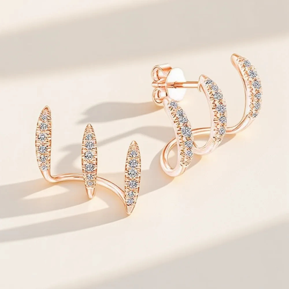 Silver Crystal Claw Stud Earrings