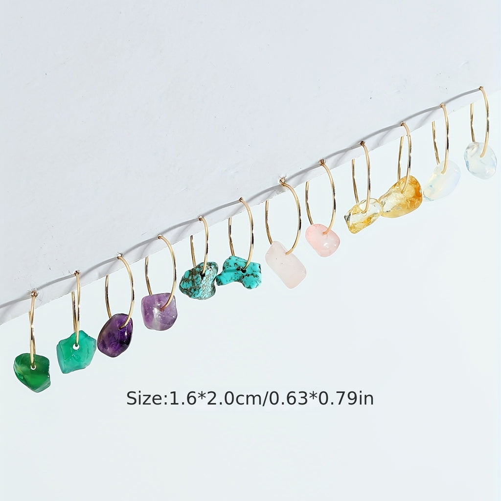 6 Pairs Natural Stone Women's Earrings Set