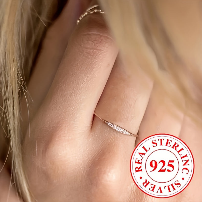 1g 925 Sterling Silvery Simple Synthetic Zirconia Ring Bridal Engagement Party Elegant Jewelry