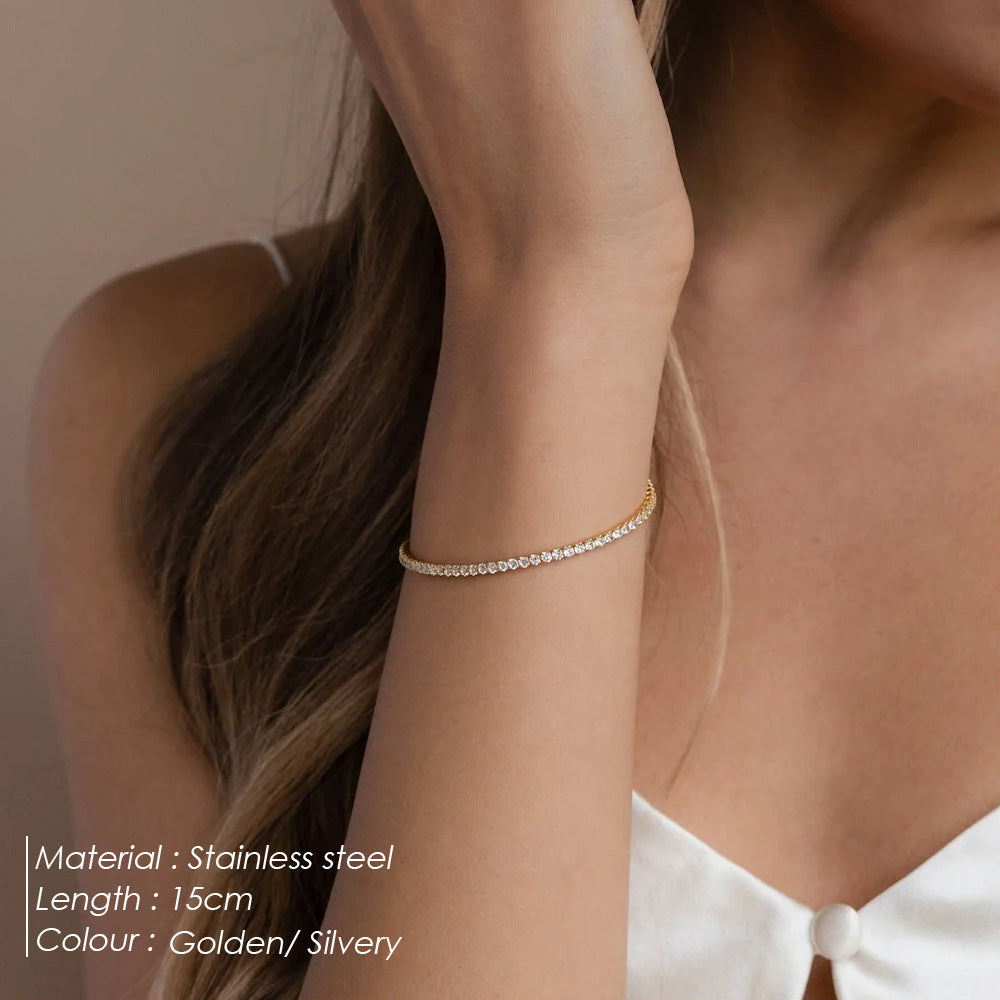 Women's Zircon Stainless Steel Rhinestone Bracelet