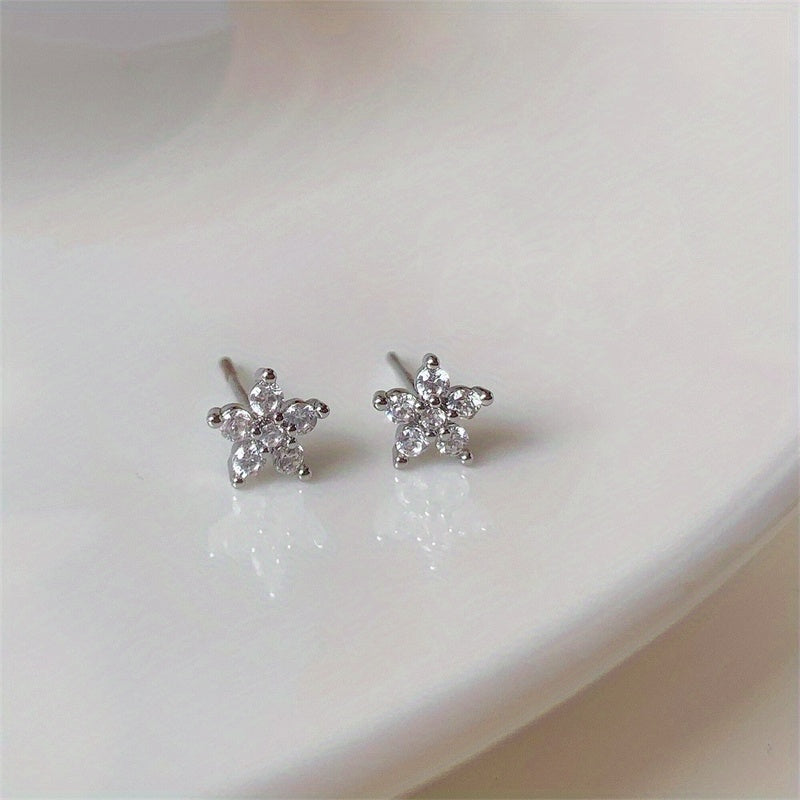 Cherry Blossom Synthetic Zirconia Small Earrings
