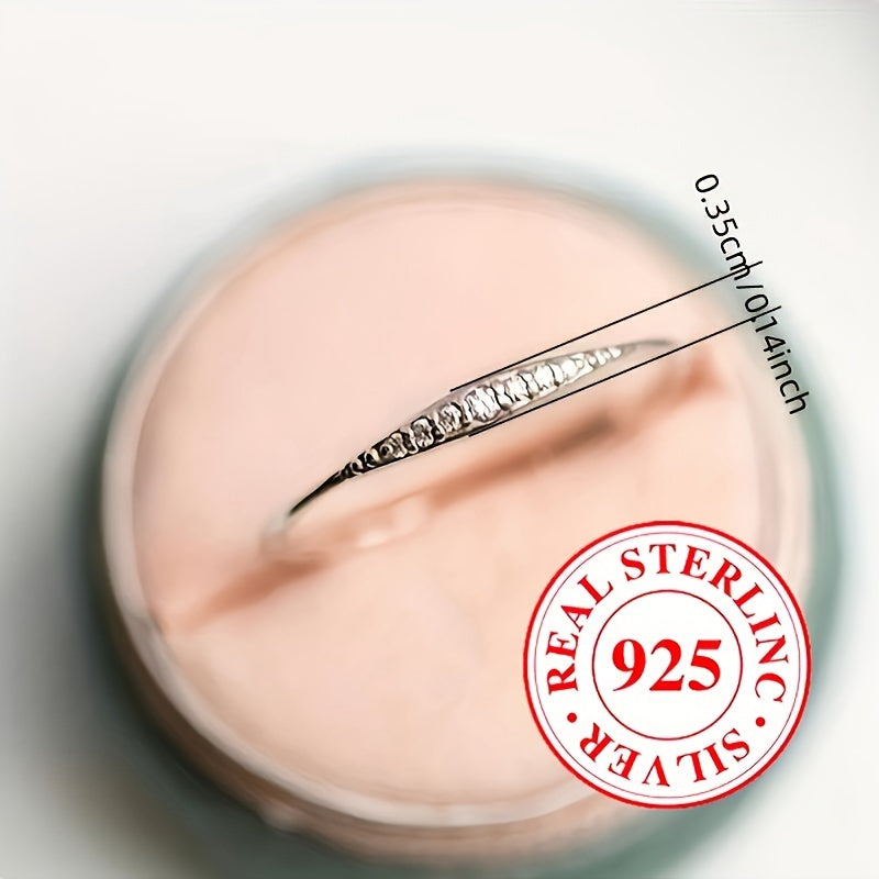 1g 925 Sterling Silvery Simple Synthetic Zirconia Ring Bridal Engagement Party Elegant Jewelry