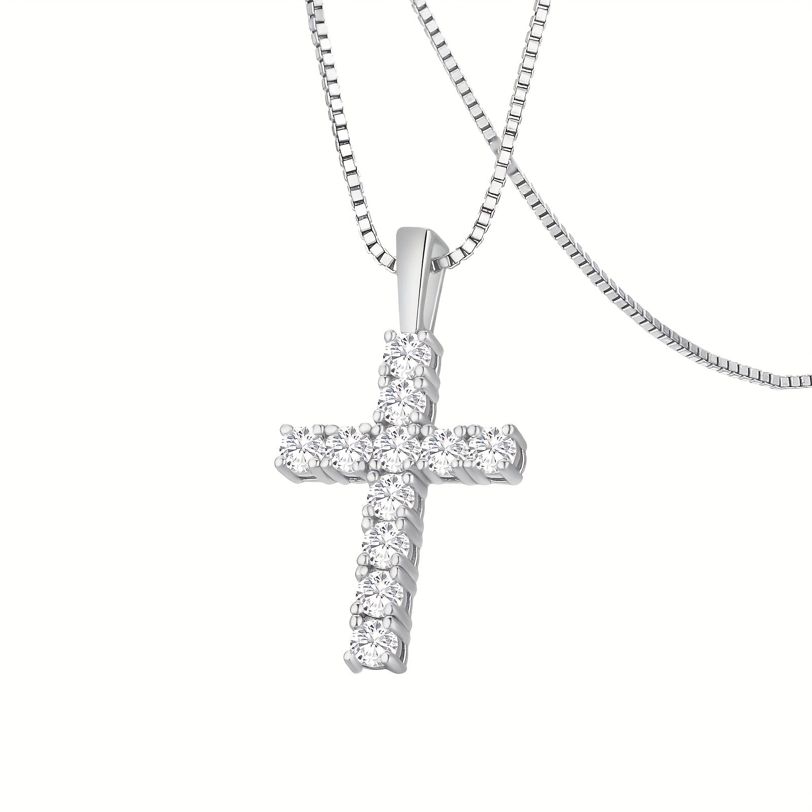 0.70 Carats VVS1 Moissanite Cross Pendant Necklace - Exquisite S925 Sterling Silver Plated, Golden Finish, Hypoallergenic, Durable, and Sparkling Jewelry for Women