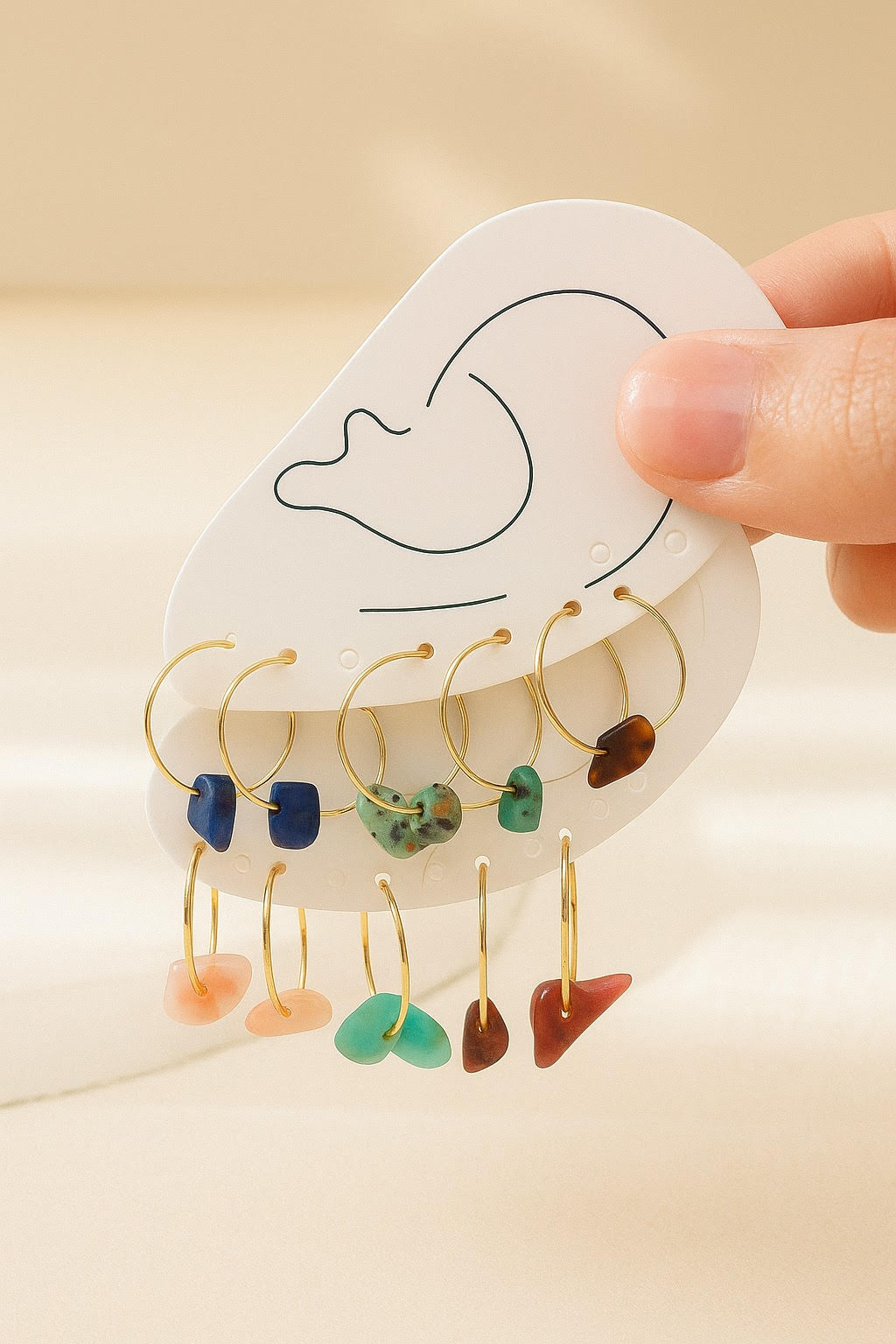 6 Pairs Natural Stone Women's Earrings Set